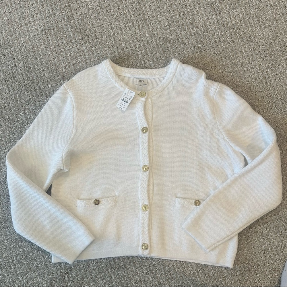 NWT J Crew Factory White Lady Jacket Cardigan XL